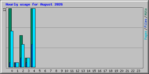 Hourly usage for August 2026